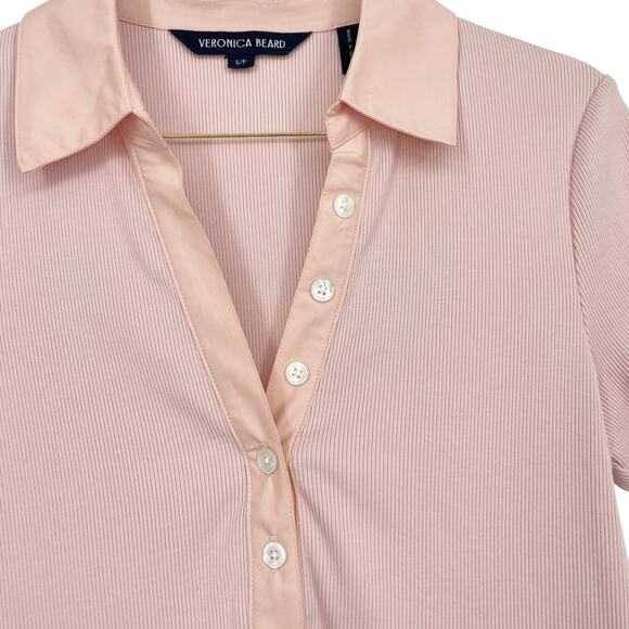 VERONICA BEARD Kearney Button Down Tee in Pink Clay Size Small - Picture 8 of 8
